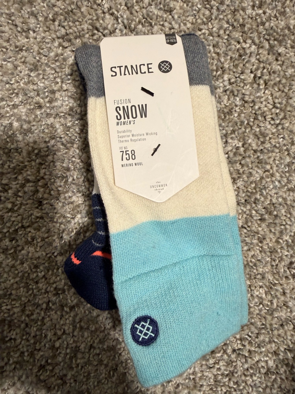 Stance Fusion Snow Athletic Socks - Light Blue/Cream/Gray/Navy